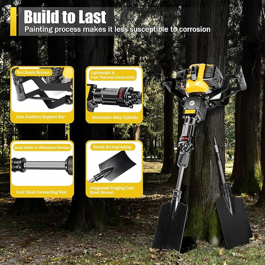 Portable Excavator Shovel 52cc 2 Stroke Planting Shovel Garden Tree Digger Machine Handheld Digger Digging Machine, Post Hole Digger Ditch Digger for Garden Farm and Home