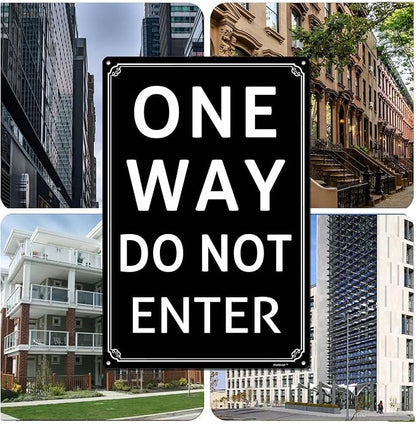 12x16" One Way - Do Not Enter Parking Lot Sign - High-Intensity Grade Aluminum, Weatherproof & Fade-Resistant, Ideal for Outdoor & Indoor Use - Curbside Sign