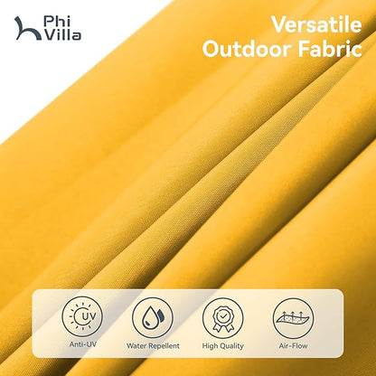 PHI VILLA 15ft Large Patio Umbrellas with Base Included, Outdoor Double-Sided Rectangle Market Umbrella with Stand, Outside Umbrellas for Poolside Lawn Garden, Golden Yellow