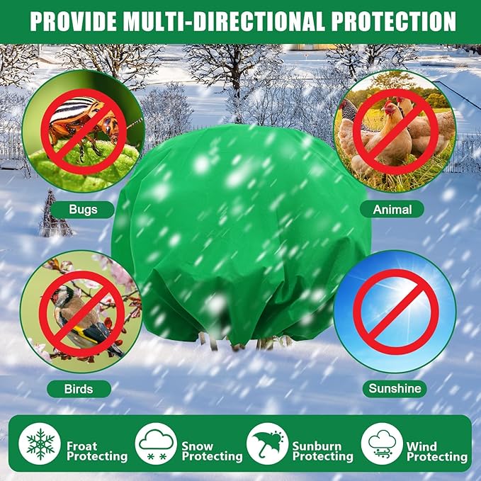 NNG 2PCS 9.5ft Dia. Round Winter Plant Covers Reusable Tree Freeze Protection with Drawstring Potted Plant Frost Blanket Outdoor Shrub Plant Cover for Winter Garden Potted Vegetable