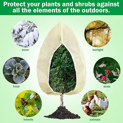 Plant Covers Freeze Protection 10 x 10 ft Extra Large Frost Cloth Plant Covers with Zipper Drawstring Winter Cold Weather Frost Blankets for Outdoor Palm Fruit Tree and Shrubs(Beige)