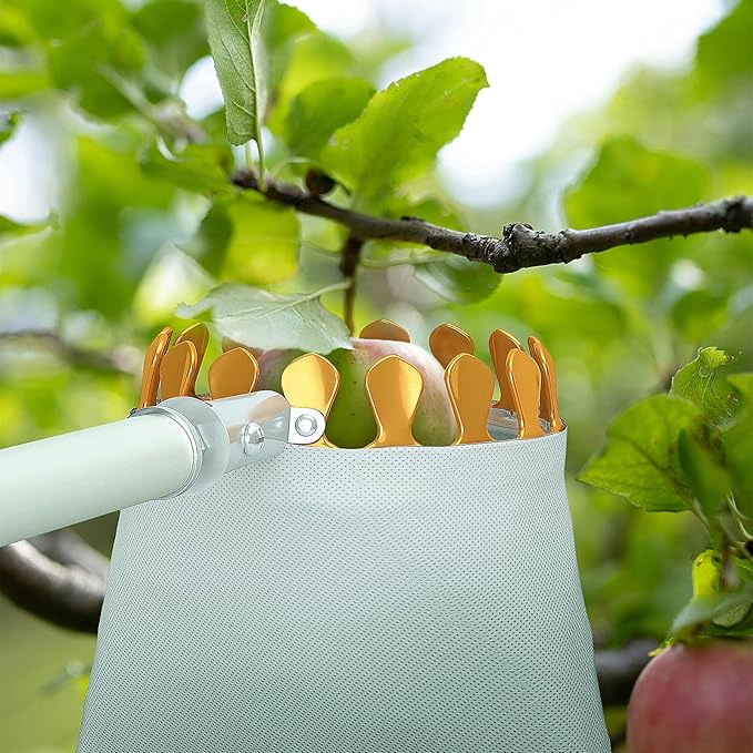 Fruit Picker Tool with 6-Part Extension Pole and Cloth Bag for Gentle Fruit Catching（8FT）