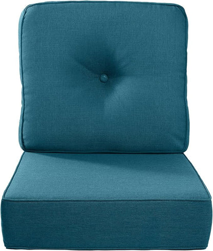 Luxury 22x24/22x25 6-Inch Outdoor Cushions - Water Repellent 1 Set Patio Back&Seat Cushion for Wicker Dining Rocking Swivel Chairs Loveseat Couch Sectional Sofa - Peacock Blue