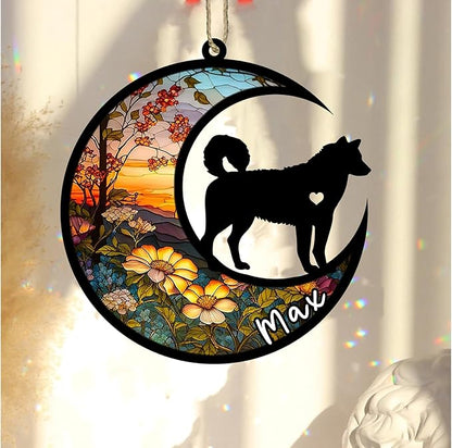 Personalized Dog Memorial, Custom Name Husky Dog Christmas Ornament with Name, Custom Breeds, Pet Loss Light Catcher, Gifts for Lovers Loss of Pet Sympathy on Mothers Day Christmas