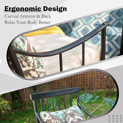 Sophia & William 7 Pieces Patio Dining Set, Rectangle Patio Table and Chairs Set of 2 Adjustable Umbrella Hole & Seat Cushions, Outdoor Conversation Furniture Set for Porch Backyard Balcony