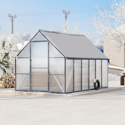 8 ft x12 ft Aluminum-Framed Polycarbonate Greenhouse, Heavy Duty Polycarbonate Greenhouse with Quick Setup Structure and Roof Vent, Large Enhanced Aluminum Green House Kit for Outdoors