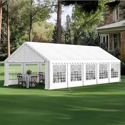 GREEN PARTY 16x32FT Party Tent Heavy Duty, Large Wedding Event Shelters with 4 Carry Bags & Removable Sidewalls, Outdoor Canopy Gazebo Commercial Tents for Parties Carport Garden Patio