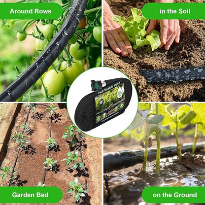 Flat Soaker Hose 100FT(50FT*2) for Efficient Watering Tree Durable Double Layer Design for Gardens Lawns and Vegetable Fields (100FT)