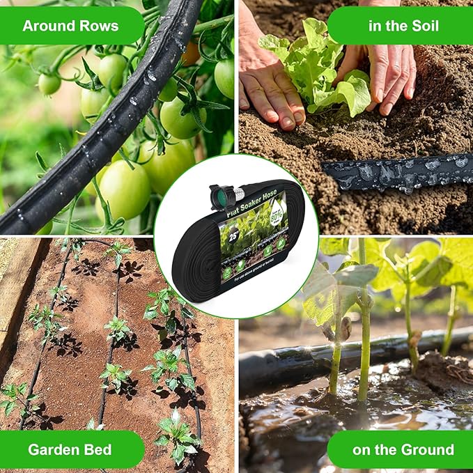 Flat Soaker Hose 15FT for Efficient Watering Tree - Durable Double Layer Design for Gardens, Lawns, and Vegetable Fields (15FT)