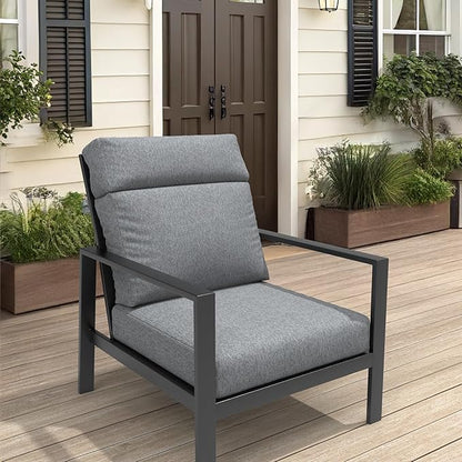 Covers & All Olefin Rectangle High Back Chair Cushion, 420 Denier Supportive Foam Seat and Poly Fill Back Outdoor High Back Chair Cushion, Water and Mold Resistant for Patio High Back Chair Cushions