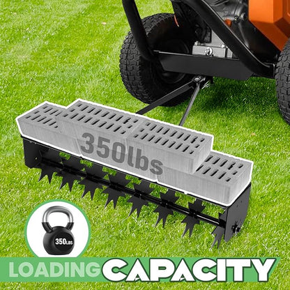 35 Inch Tow Behind Aerator, 350 LBS Spike Aerator, Exclusive Wide Tow Bar, Ideal for Yard and Lawn Heavy Duty Maintenance