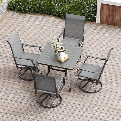 Soohow Patio Dining Table 35"x35", Square Outdoor Dining Table with 1.57" Umbrella Hole, Metal Outdoor Furniture for Patio, Graden, Backyard and Poolside, Weather-Resistant