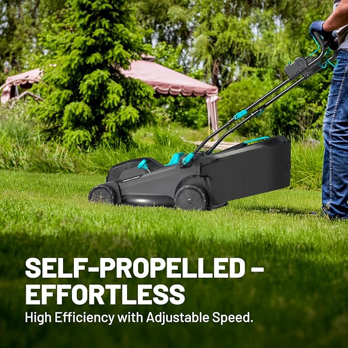 18" Cordless Self-Propelled Lawn Mower, Dual 20V Brushless Electric Push Mower with 6-Level Cutting Height, Includes 2×4.0Ah Batteries & Dual Charger