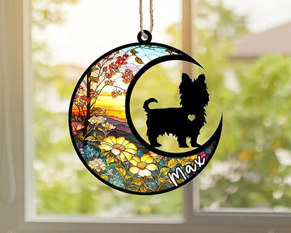 Personalized Dog Memorial, Custom Name Yorkshire Terrier Dog Christmas Ornament with Name, Custom Breeds, Pet Loss Light Catcher, Gifts for Lovers Loss of Pet Sympathy on Mothers Day Christmas
