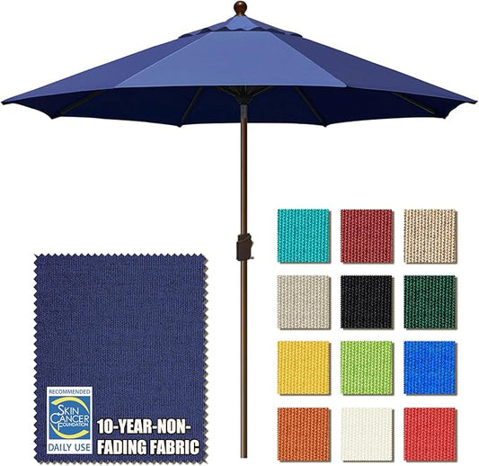 EliteShade USA 10-Year-Non-Fading 10Ft Market Umbrella Patio Umbrella Outdoor Table Umbrella with Ventilation, Navy Blue