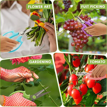 12 Pcs Gardening Tools Flower Scissors Flower Bar Supplies Pastel Rainbow Color Pruning Scissors Floral Shears Stainless Steel Garden Clippers Cutters for Branches Leaves, Gift for Women(Fresh Color)