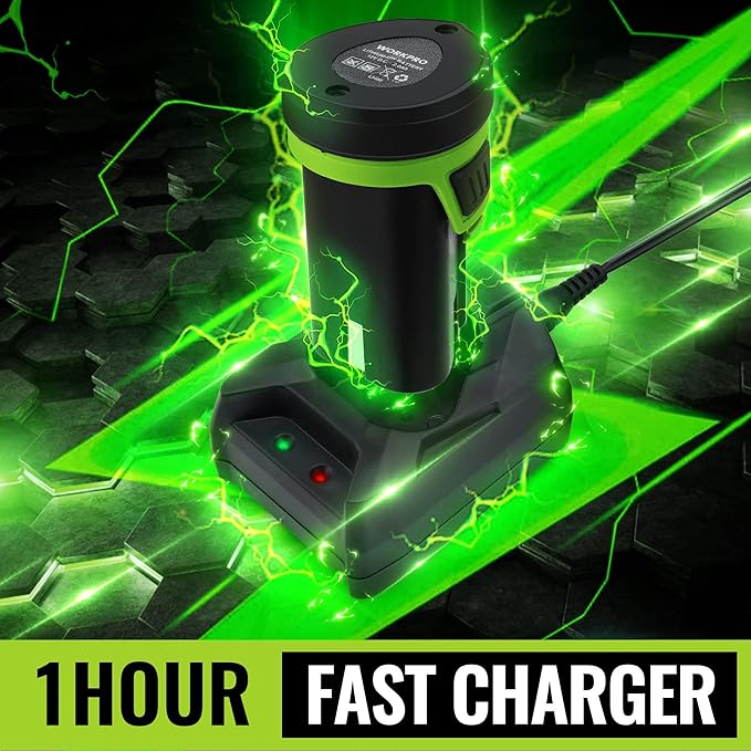 WORKPRO 12V Cordless Grass Shear & Shrubbery Trimmer - 2 in 1 Handheld Hedge Trimmer, Electric Grass Cutter with 2.0Ah Rechargeable Lithium-Ion Battery & 1 Hour Fast Charger