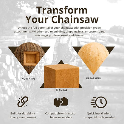 Log Wizard Chainsaw Debarker Tree Bark RemovaL Tool | Universal Debarking Tool for Logs with Case