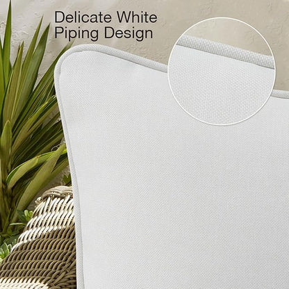 Decorative Outdoor Water Repellent Throw Pillows with Inserts, Set of 4, 20" x20" Pillows for Patio, Backyard, Bed, Couch, and Patio Furniture, Linen