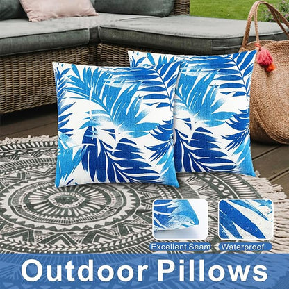 JMGBird Outdoor Pillows Waterproof Set of 4 Outdoor Throw Pillows with Insert Included 18×18 Inch Outdoor Decorative Pillows Water Resistant for Patio Garden Sofa Couch Bed