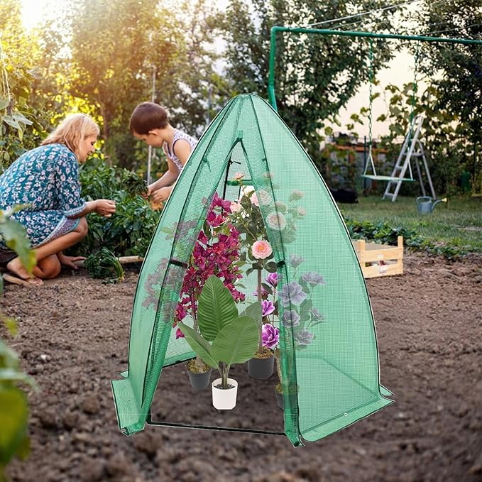Greenhouse for Outsides, 54”x 54”x 71” Heavy Duty Green House Tent with Durable PE Cover, Garden Plant Protector with Zippered Door Mesh Window for Vegetables Flowers Fruits Herbs,Green