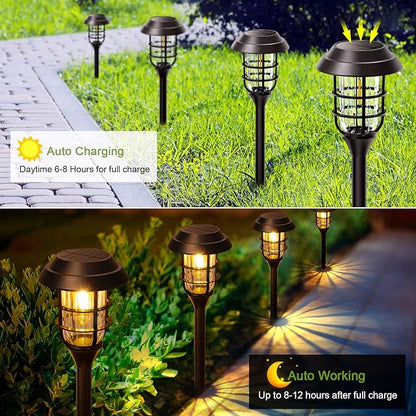 LETMY Solar Pathway Lights Outdoor, 8 Pack Bright Solar Lights Outdoor, IP66 Waterproof Auto On/Off Solar Garden Lights Solar Powered Landscape Lighting for Yard Patio Walkway Driveway Pathway - Black