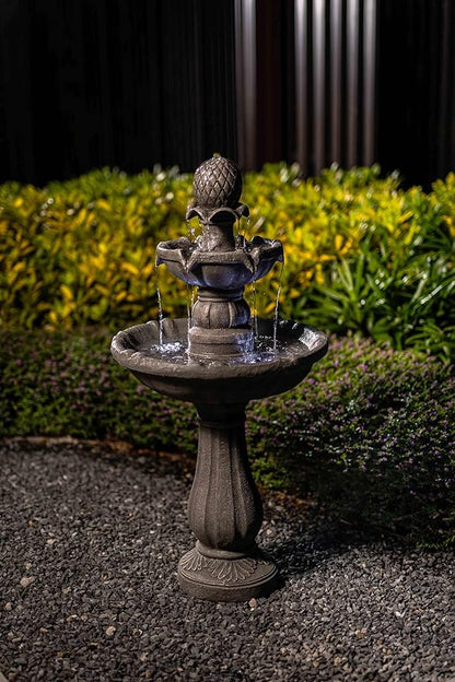 3 Tiered Outdoor Water Fountains –42.2 in. Tall Waterfalls, Elegant Water Feature for Garden, Yard, Patio, Home Decor (Grey)