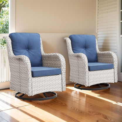 Swivel Rocker Patio Chairs：Patio Swivel Rocker Chairs Set of 2, Outdoor Wicker Rocking Chair Outdoor Swivel Rocker Patio Chair