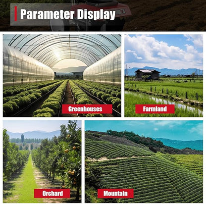 Mini Tiller Cultivator, Powerful 52cc Two-Stroke Single-Cylinder Gasoline Engine, Gear Drive Transmission, Height Adjustable Wheels, for Gardening RED