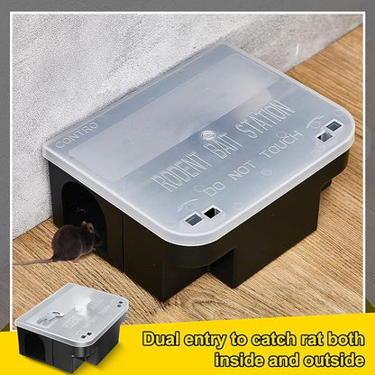 Qualirey 4 Pcs Rat Bait Station 8.86 x 7.28 x 3.62 Inches Rat Traps with Openable Lid, Blocks Boxes with Keys for Big Mouse, Keeps Children and Pets Safe Indoor & Outdoor, Bait Not Included (Clear)