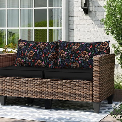 idee-home Outdoor Pillows with Inserts Included, Patio Outside Lumbar Pillows Waterproof Set of 2, 12 x 20 inch