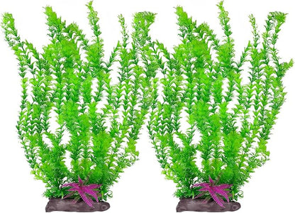 Hamiledyi Aquarium Plastic Plants Aquarium Decor Artificial Fish Tank Plants,Tall Fish Tank Decorations, Extra Large Aquarium Plant 20.4-inch Tall,2PCS