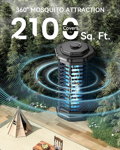 Minimoon Bug Zapper Outdoor 4000V Powerful Electric Mosquito Zapper, 15w Fly Trap Outdoor, IPX4, Corded Fly Zapper for Indoor, Yard, Backyard, Patio, Camping (Black)