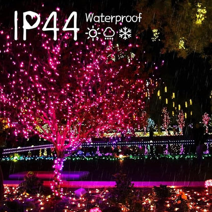 Vigdur 2 Pack 13ft 50 Count Outdoor String Lights on Pink Wire Cord, UL Approved for Indoor/Outdoors Use, Connectable 120V Clear Outdoor Lights for Xmas Patio Home Party Garden Decor(Pink)