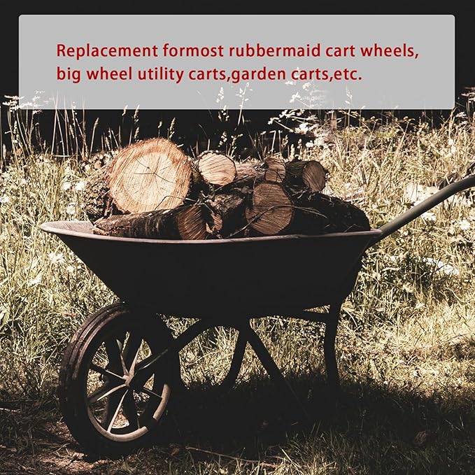 Parts Camp 20" Flat Free Tire Cart Wheels Replacement Rubbermaid Wheelbarrow Wheels Garden Cart Replacement Wheel With 5/8" 3/4" Bearing For Utility Carts/Lawn Cart/Wheelbarrow 2PACK