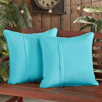 Greendale Home Fashions Sunbrella 20" Square Outdoor Throw Pillow with Removable Cover (Set of 2), Canvas Aruba 2 Count