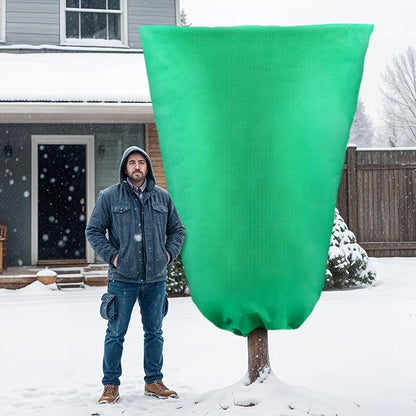 Plant Covers Freeze Protection, 1 Pack 78''× 95'' Green Frost Cloths Blankets with Zipper Drawstring Shrub Tree Covers for Winter Outdoor Plants Freeze Protection
