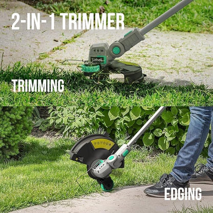 Litheli 20V Cordless String Trimmer and Edger, 12" Electric Weed Wacker with Auto Line Feed, Includes 2.0Ah Battery and Charger.