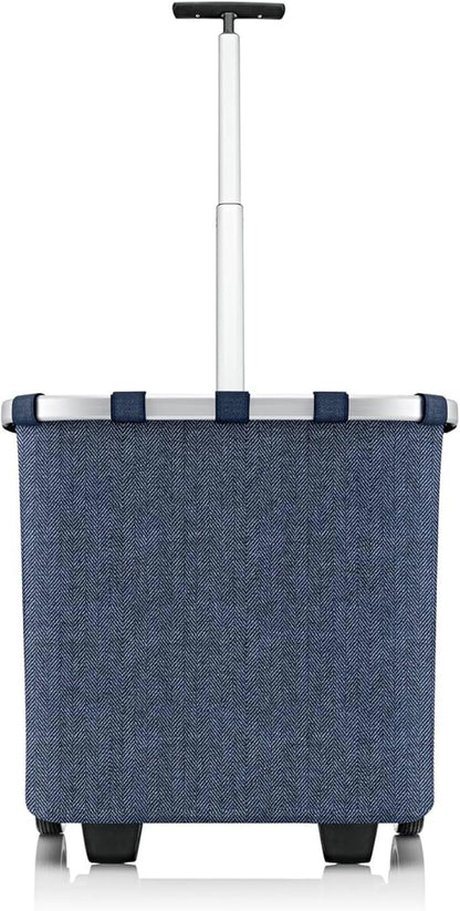 reisenthel carrycruiser Herringbone Dark Blue - Portable Shopping Trolley with Sturdy Aluminum Frame, Shoulder Strap and Removable mesh Inner Bag -Water-Repellent