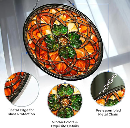 Personalized Green Clover Stained Glass Window Hanging, Suncatcher for Women, Stained Glass Window Decor Perfect Home Décor