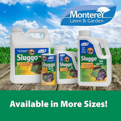 Monterey Sluggo Snail & Slug Killer Bundled with Measuring Spoon - OMRI Listed for Organic Gardening - Wildlife and Pet Friendly - 10 Lb Bottle