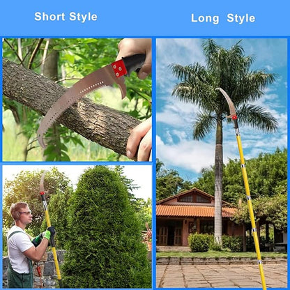 Manual Pole Saw 30 FT Extendable Tree Pruner High Branches Trimming for Pruning Palms and Shrubs with Long Handle (Yellow)