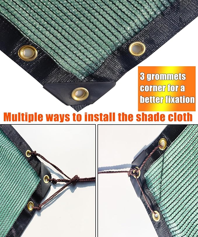 E.share 70% Shade Cloth for Garden, 12 Ft X 10 Ft Sun Shades Outdoor Patio with Grommets for Plant Covers,Porch Screen,Pergola Shade Cover,Greenhouse,Green