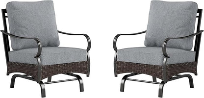 Rocking Patio Sofa Chairs - 2 PCS Outdoor Rocking Armchairs, Patio Seating with High Back Deep Seat for Porch Deck Balcony