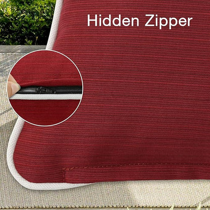 Decorative Outdoor Water Repellent Throw Pillows with Inserts, Set of 4, 18" x18" Pillows for Patio, Backyard, Bed, Couch, and Patio Furniture, Red