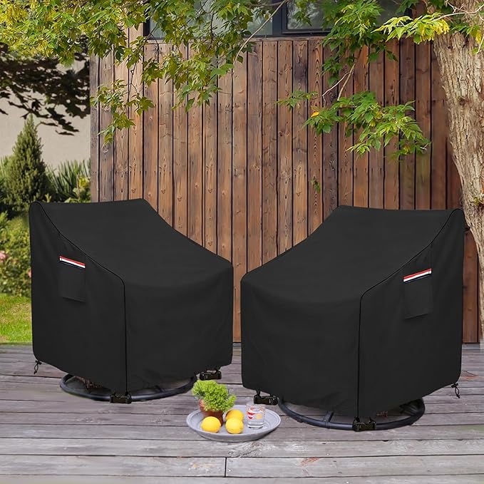 Okcool Outdoor Swivel Chair Cover 2 Pack,Outdoor Furniture Patio Chair Covers Waterproof Clearance,(30" W x 34" D x 38.5" H) Outdoor Lawn Patio Furniture Covers,Black