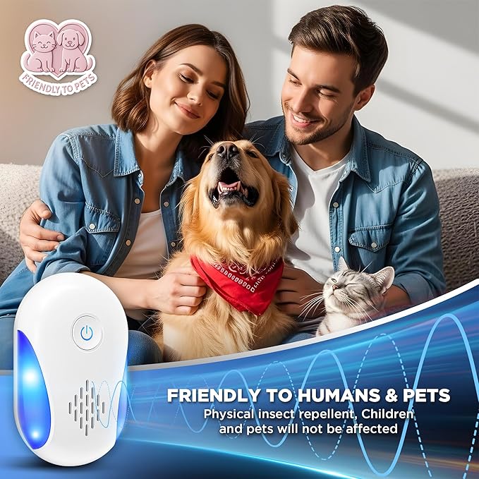 (2025 Upgraded) Ultrasonic Insect & Pest Indoor Repeller, Plug-in Control Device Electronic Repellent for Rodent, Rats, Mice, Roaches, Bugs, Ants, Spiders, Mosquitoes, 2 Mode Switching (6 Pack)