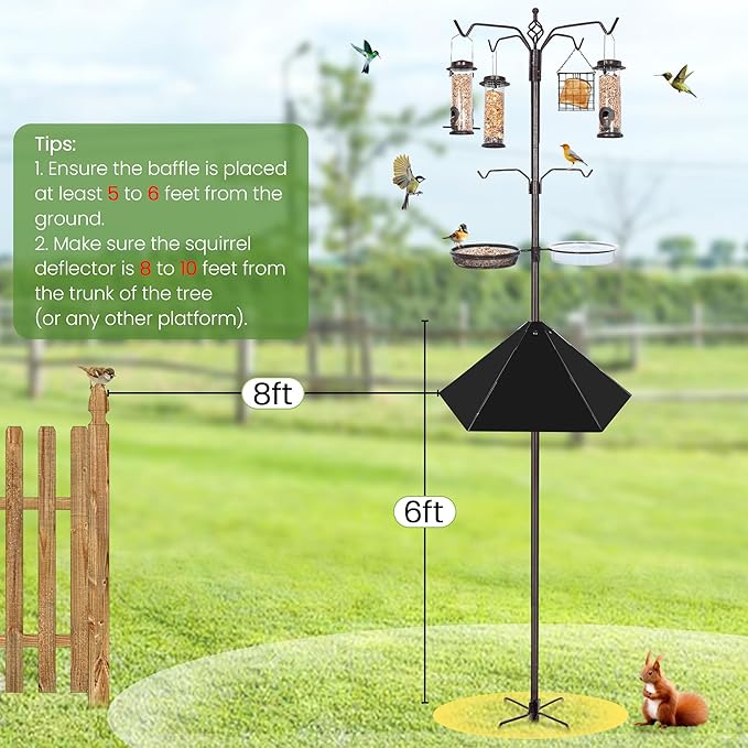 Widened 19" Metal Squirrel Baffle for Bird Feeder Poles - Outside Baffle Guard, Weatherproof Outdoor Squirrel Proof Protector with Matte Black Finish (2 Pack)