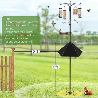 Widened 19" Metal Squirrel Baffle for Bird Feeder Poles - Outside Baffle Guard, Weatherproof Outdoor Squirrel Proof Protector with Matte Black Finish (2 Pack)