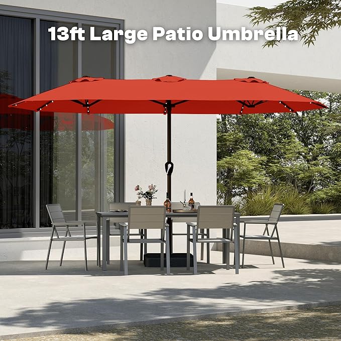 13FT Double Sided Patio Umbrella with LED Lighted